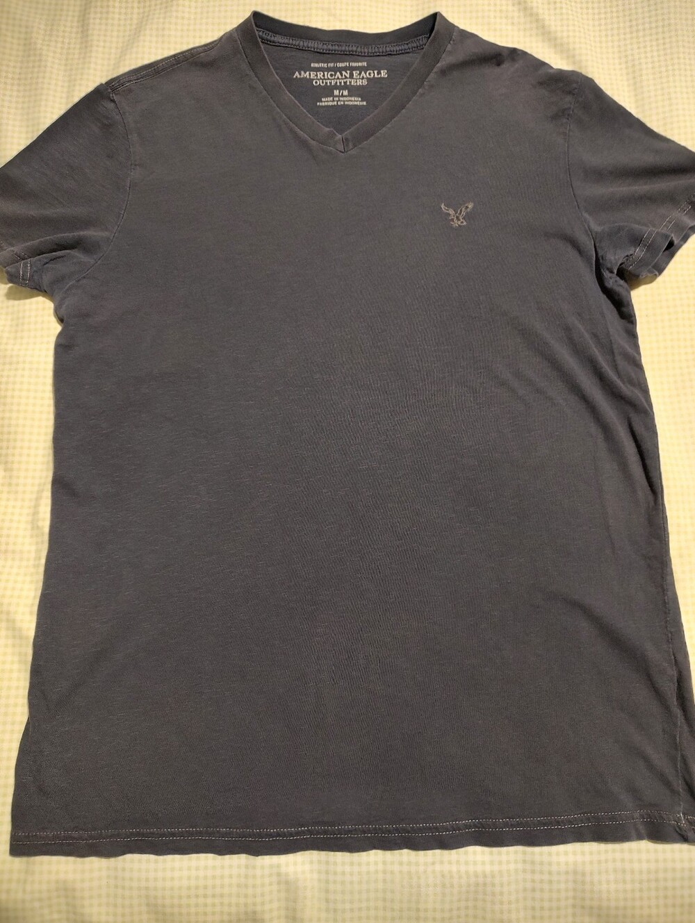 American Eagle Outfitters Men's V-Neck T-Shirt in Charcoal Gray